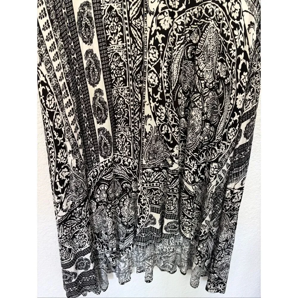 Anthropologie Maeve Issa Maxi Skirt in Black and White Print Size L